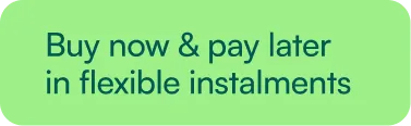 a green bubble with the words buy now and pay later in flexible installations